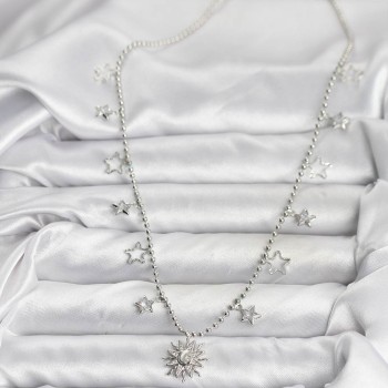 Pirinç Gümüş Renk Güneş Model Kadın Kolye