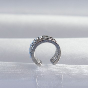 Pirinç Gümüş Renk İncili Baget Taşlı Earcuff Küpe