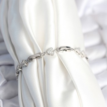 Pirinç Gümüş Renk Kalp Model Kadın Bileklik