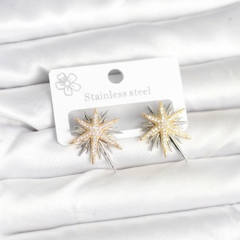 Pirinç Gümüş Renk Kutup Yıldızı Kadın Küpe