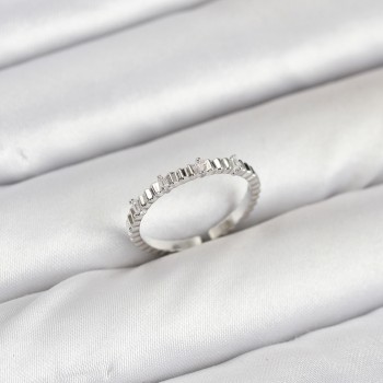 Pirinç Gümüş Renk Lazer Kesim Kadın Yüzük