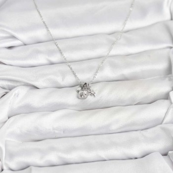 Pirinç Gümüş Renk Minimal Charmlı Kadın Kolye