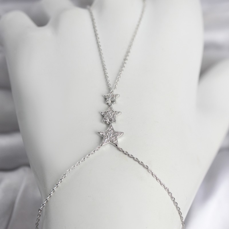 Pirinç Gümüş Renk Sıralı Yıldız Model Kadın Şahmeran