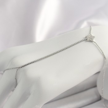 Pirinç Gümüş Renk Su Yolu Zirkon Taşlı Yıldız Model Kadın Şahmeran