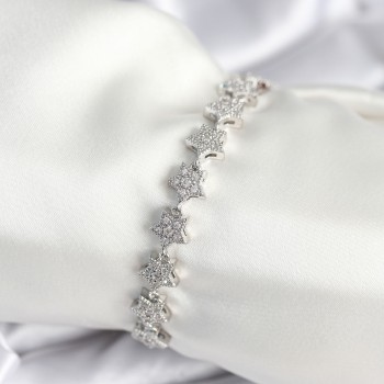 Pirinç Gümüş Renk Yıldız Model Kadın Bileklik