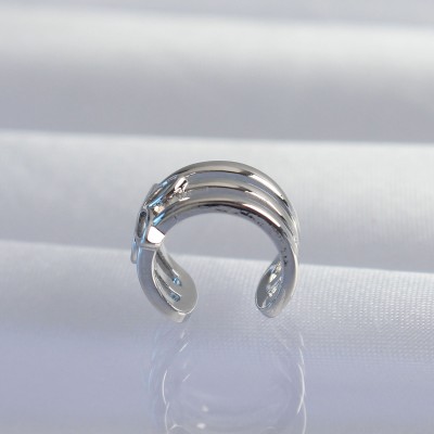 Pirinç Gümüş Renk Yonca Earcuff Küpe