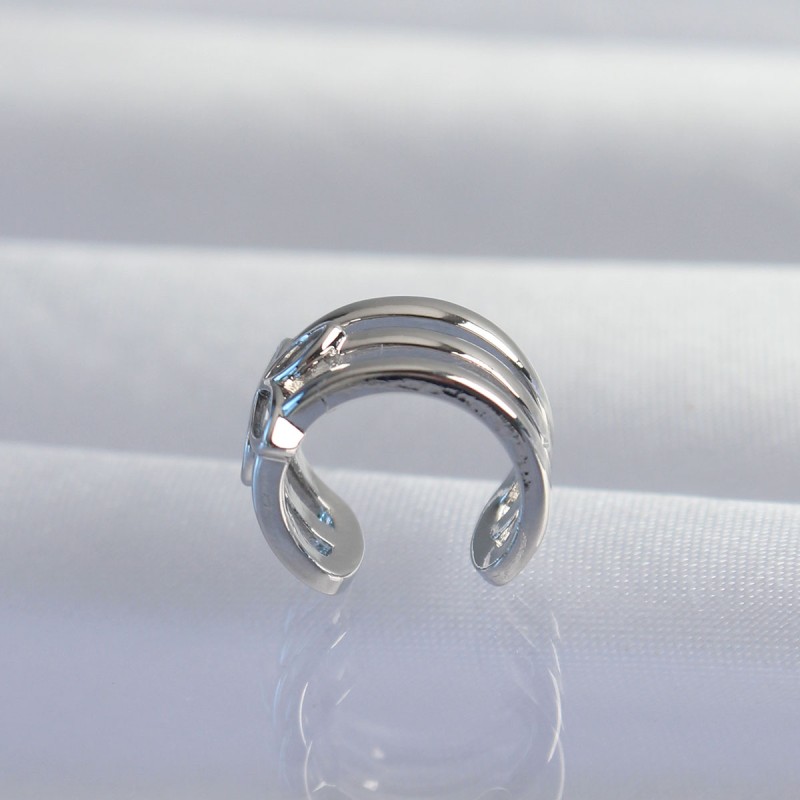 Pirinç Gümüş Renk Yonca Earcuff Küpe