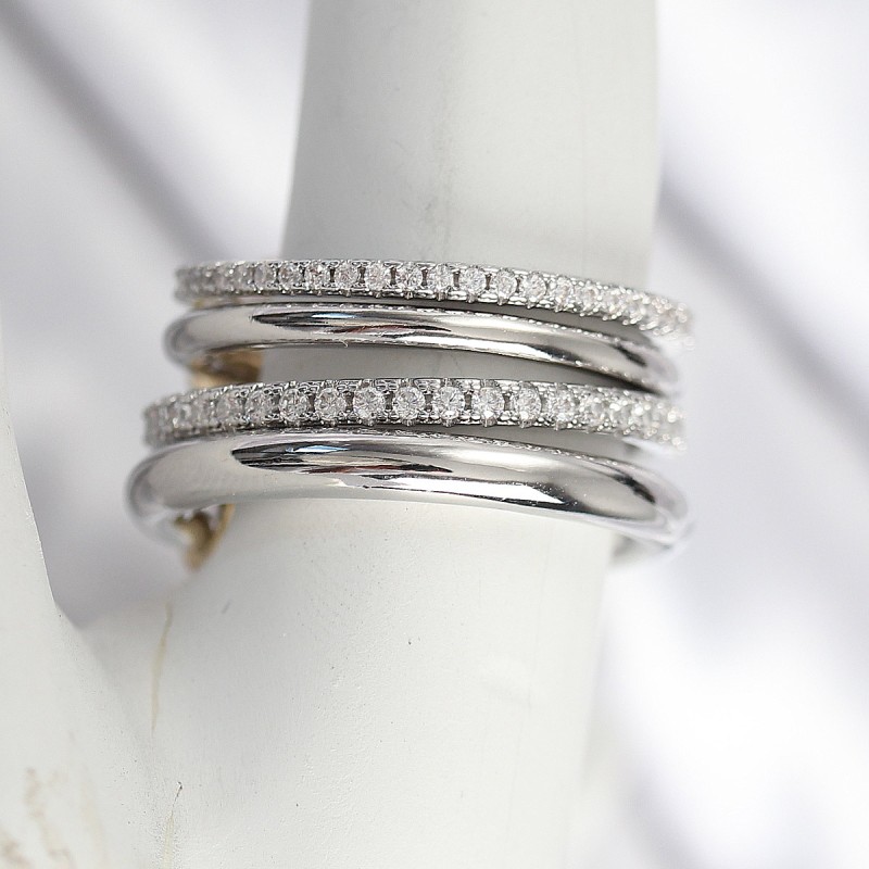 Pirinç Gümüş Renk Zirkon Taşlı 4'Lü Kadın Yüzük