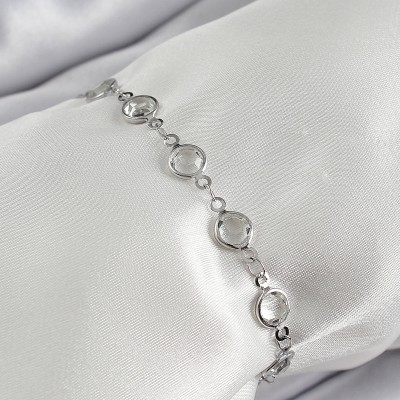 Pirinç Gümüş Renk Zirkon Taşlı Bileklik