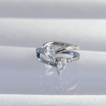 Pirinç Gümüş Renk Zirkon Taşlı Damla Earcuff Küpe