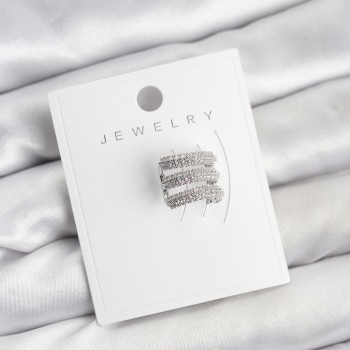 Pirinç Gümüş Renk Zirkon Taşlı Earcuff Kıkırdak Küpe