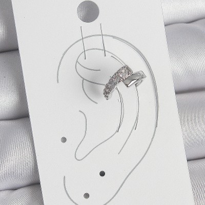 Pirinç Gümüş Renk Zirkon Taşlı Kadın Kıkırdak Küpe