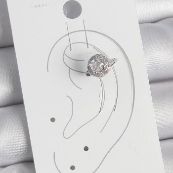 Pirinç Gümüş Renk Zirkon Taşlı Kadın Kıkırdak Model Küpe