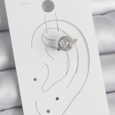 Pirinç Gümüş Renk Zirkon Taşlı Kadın Kıkırdak Model Küpe