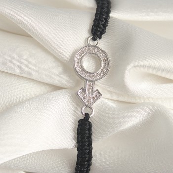 Pirinç Gümüş Renk Zirkon Taşlı Mars Figür Asansörlü Makrome Model Kadın Bileklik