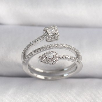 Pirinç Gümüş Renk Zirkon Taşlı Ok Model VIP Seri Kadın Yüzük