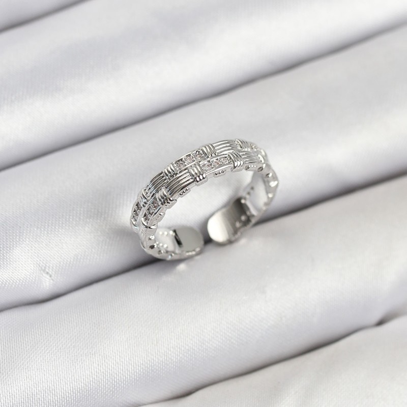 Pirinç Gümüş Renk Zirkon Taşlı Sırım Kadın Yüzük