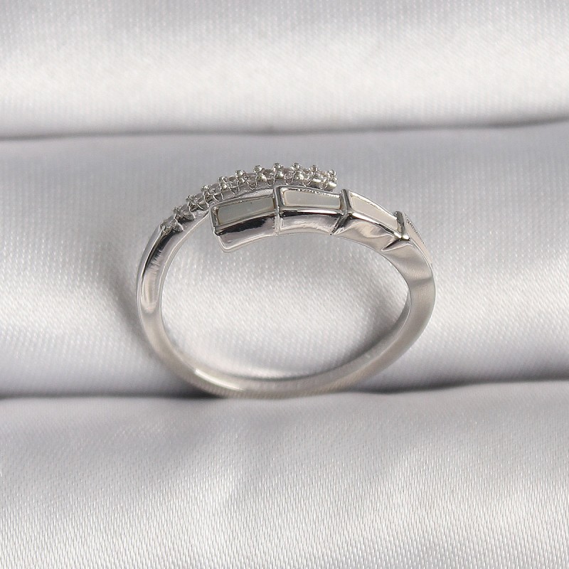 Pirinç Gümüş Renk Zirkon Taşlı Yılan Model Ayarlanabilir Yüzük