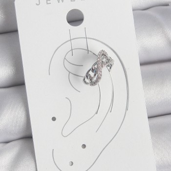 Pirinç Gümüş Renk Zirkon Taşlı Zincir Sonsuzluk Model Kadın Kıkırdak Küpe