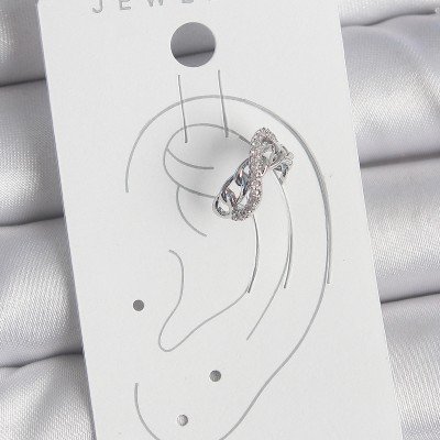 Pirinç Gümüş Renk Zirkon Taşlı Zincir Sonsuzluk Model Kadın Kıkırdak Küpe