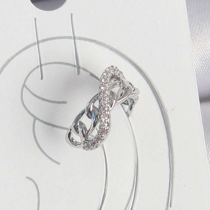 Pirinç Gümüş Renk Zirkon Taşlı Zincir Sonsuzluk Model Kadın Kıkırdak Küpe