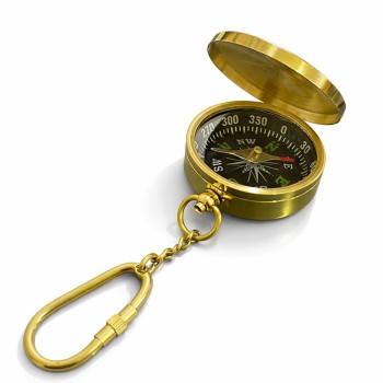 Pirinç Kaptan Pusulası Tasarım Anahtarlık
