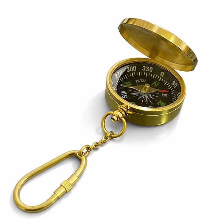 Pirinç Kaptan Pusulası Tasarım Anahtarlık
