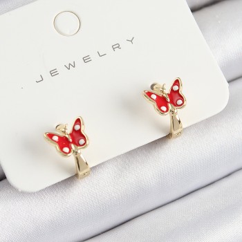 Pirinç Kelebek Model Gold Renk Çocuk Küpe