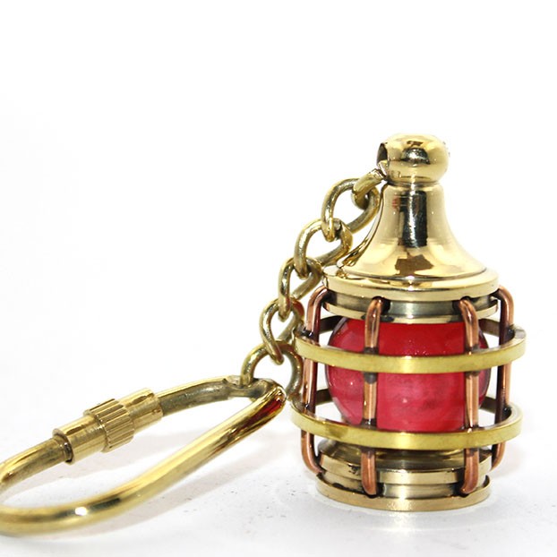Pirinç Kırmızı Gaz Lambası Tasarımlı Anahtarlık 