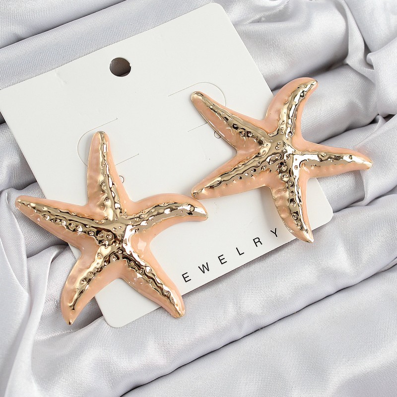 Pirinç Krem Deniz Yıldızı Model Vintage Kadın Küpe