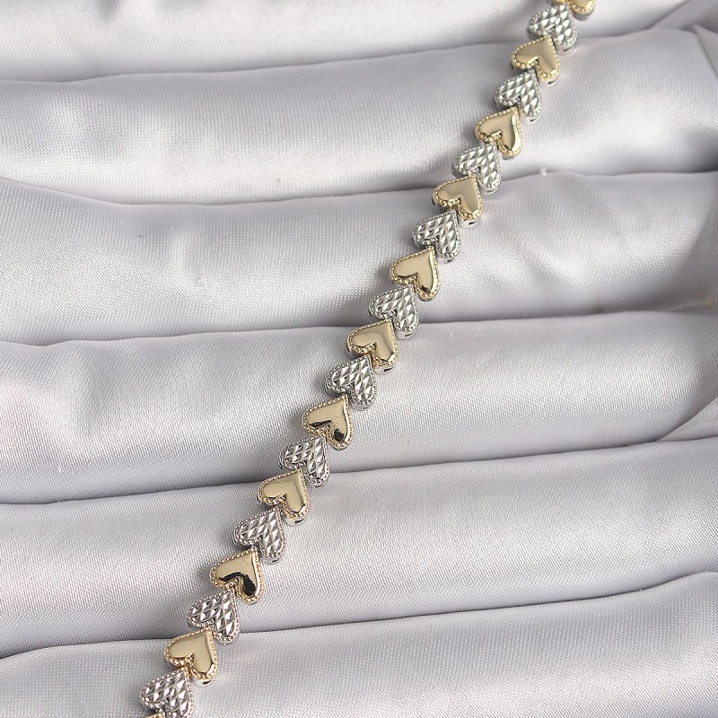 Pirinç Mix Renk Zirkon Taşlı Kalp Model VIP Seri Kadın Bileklik