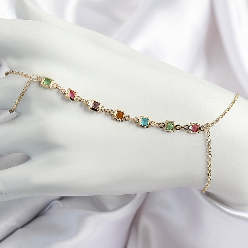 Pirinç Renkli Kare Zirkon Taşlı Y Model Gold Renk Kadın Şahmeran