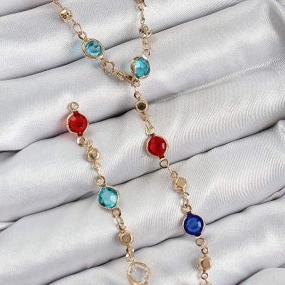 Pirinç Renkli Zirkon Taşlı Model Gold Renk Kadın Y Kolye