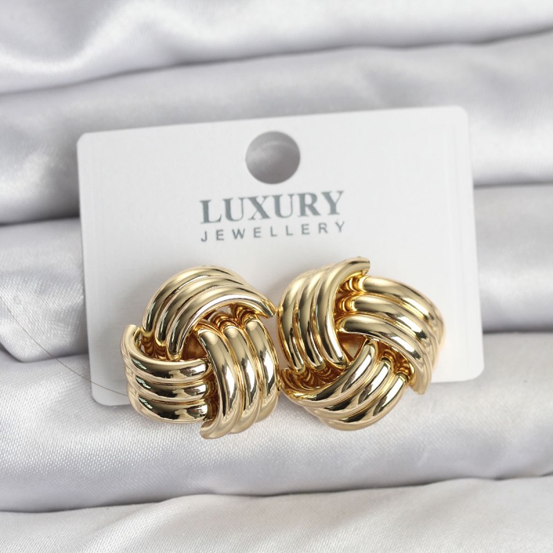 Pirinç Sarmal Gold Renk Kadın Küpe