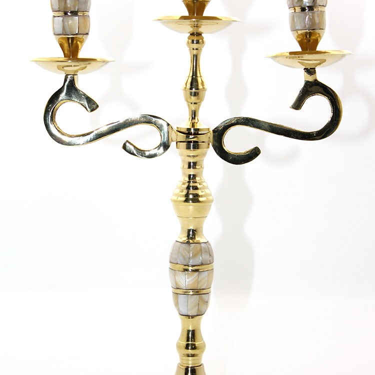 Pirinç Sedefli 3'lü Şamdan Model 3