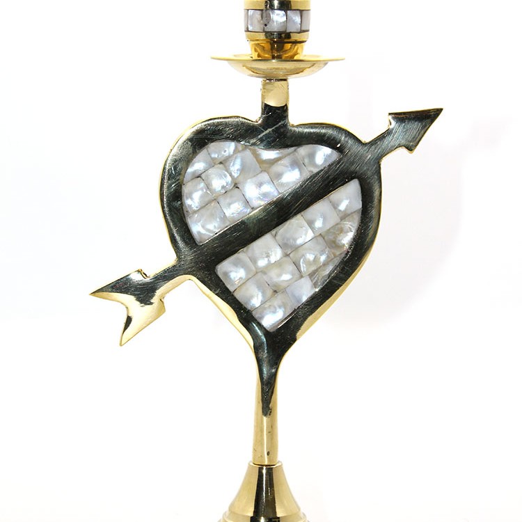 Pirinç Sedefli Tekli Şamdan Model 2