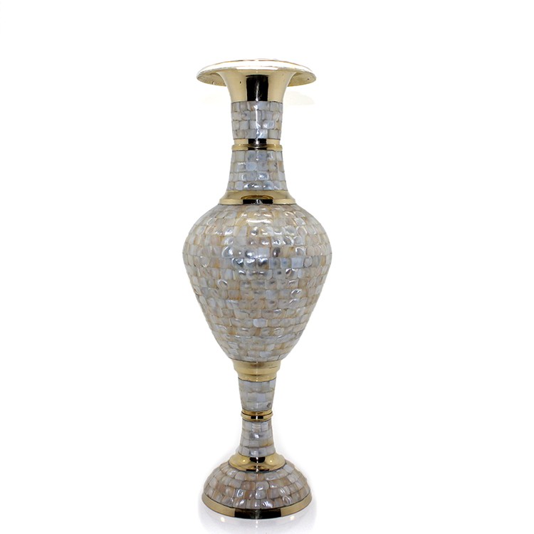 Pirinç Sedefli Vazo 45 Cm 