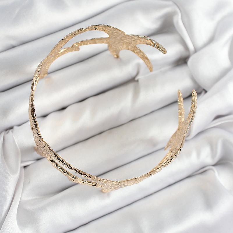 Pirinç Sıralı Deniz Yıldızı Model Gold Renk Kadın Pazu Bileklik