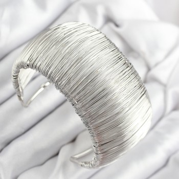 Pirinç Tel Sarma Model Gümüş Renk Kadın Bileklilk