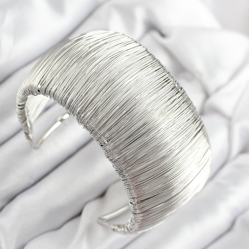 Pirinç Tel Sarma Model Gümüş Renk Kadın Bileklilk