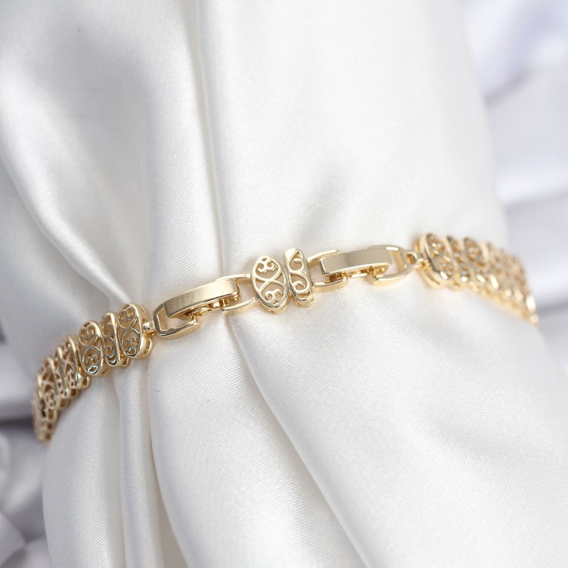 Pirinç VIP Seri Gold Renk Oval Sıralı Kadın Bileklik