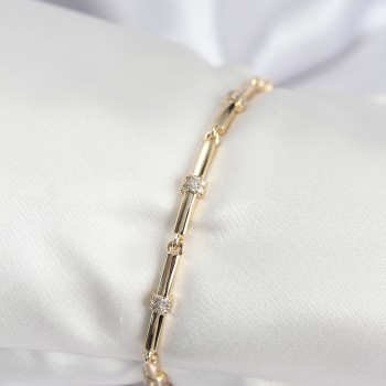 Pirinç VIP Seri Gold Renk Parçalı Model Zirkon Taşlı Kadın Bileklik