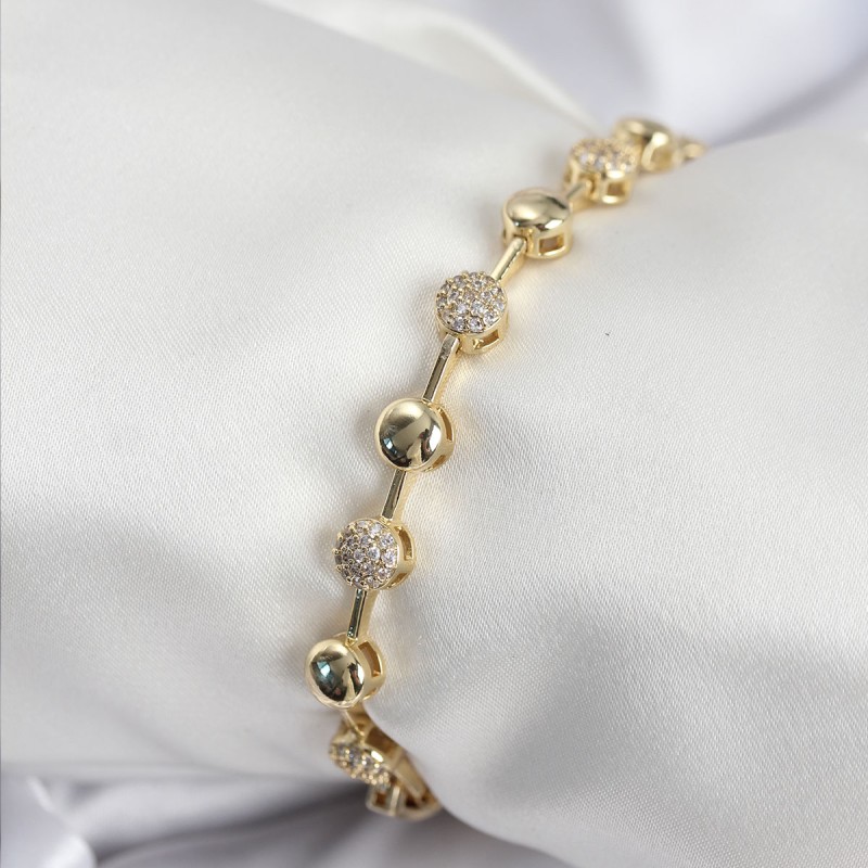 Pirinç VIP Seri Gold Renk Topçuk Model Kadın Bileklik