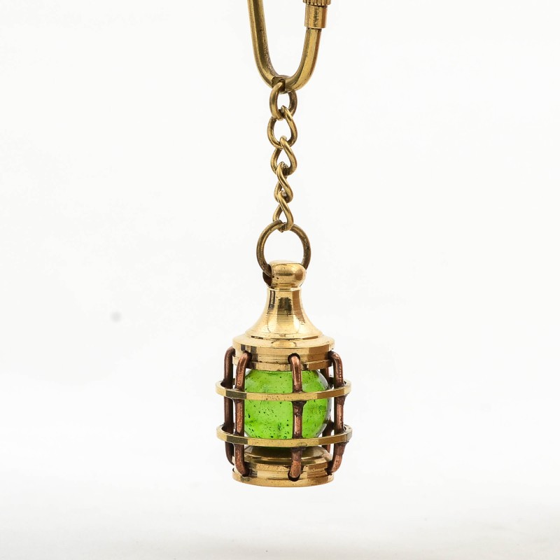 Pirinç Yeşil Gaz Lambası Tasarımı Anahtarlık 