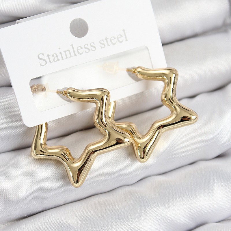 Pirinç Yıldız Model Gold Renk Kadın Küpe