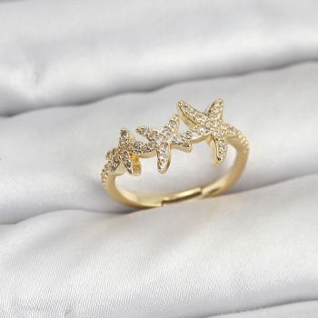 Pirinç Yıldız Model Gold Renk Kadın Yüzük