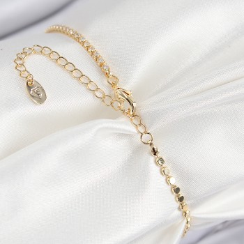 Pirinç Zirkon Taşlı Arı Model Ezme Zincir Gold Renk Kadın Bileklik