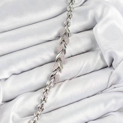 Pirinç Zirkon Taşlı Balık Kuyruğu Model Gümüş Renk Kadın Bileklik