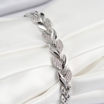 Pirinç Zirkon Taşlı Balık Kuyruğu Model Gümüş Renk Kadın Bileklik