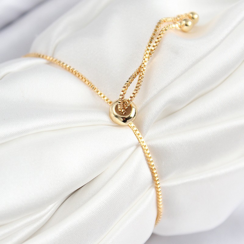 Pirinç Zirkon Taşlı Çift Sıra Model Gold Renk Asansörlü Kadın Bileklik